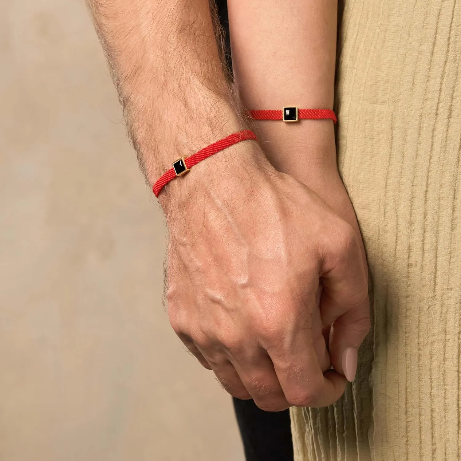 KARMA AND LUCK Red String Bracelet with Black Onyx, Jade, Tiger Eye, Lapis Lazuli - Rhodium Plated Brass, Handmade in Thailand, Available in 6.5", 7", 7.5" Lengths