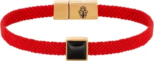 KARMA AND LUCK Red String Bracelet with Black Onyx, Jade, Tiger Eye, Lapis Lazuli - Rhodium Plated Brass, Handmade in Thailand, Available in 6.5", 7", 7.5" Lengths