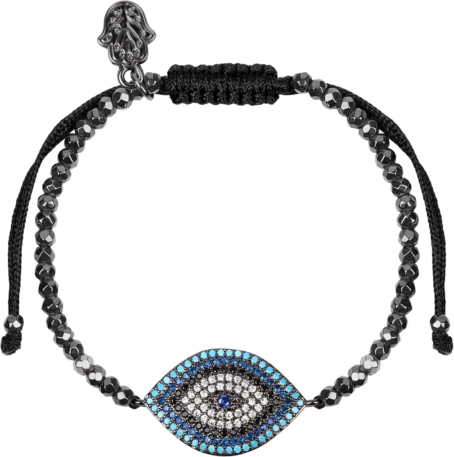 KARMA AND LUCK - Walk with Integrity - Women's Genuine Hematite Stones Gold Tone 5.5" to 7.5" Bracelet with Adjustable Drawstring Closure Handmade in Southeast Asia