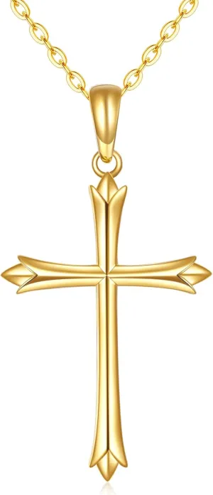KECHO Celtic Knot Cross Necklace 14K Yellow Gold Infinity Love Heart Fine Jewelry Pendant Necklace Gifts for Women Girls 16 1 1"