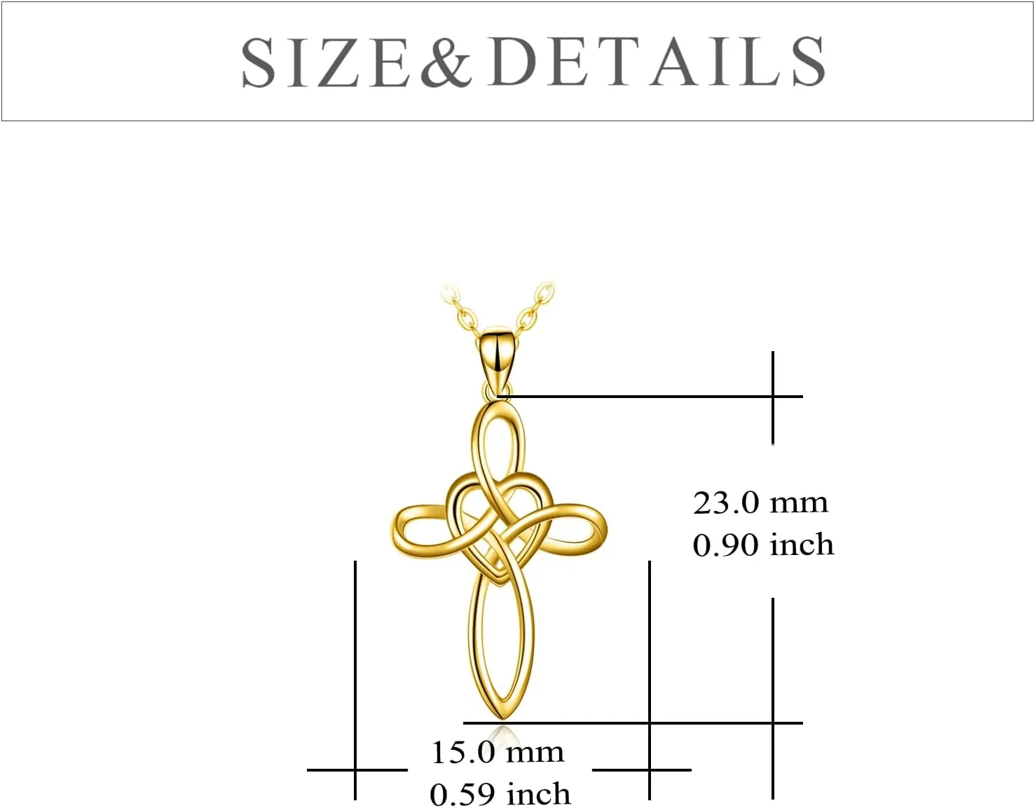 KECHO Celtic Knot Cross Necklace 14K Yellow Gold Infinity Love Heart Fine Jewelry Pendant Necklace Gifts for Women Girls 16 1 1"