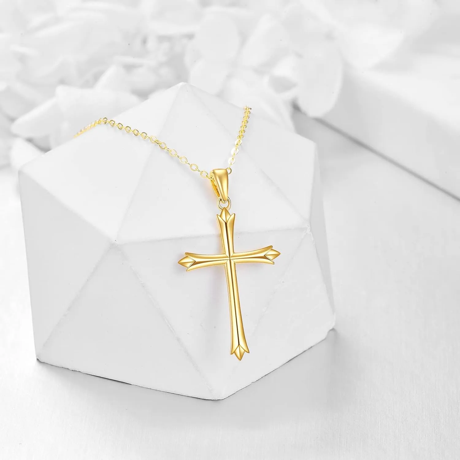 KECHO Celtic Knot Cross Necklace 14K Yellow Gold Infinity Love Heart Fine Jewelry Pendant Necklace Gifts for Women Girls 16 1 1"