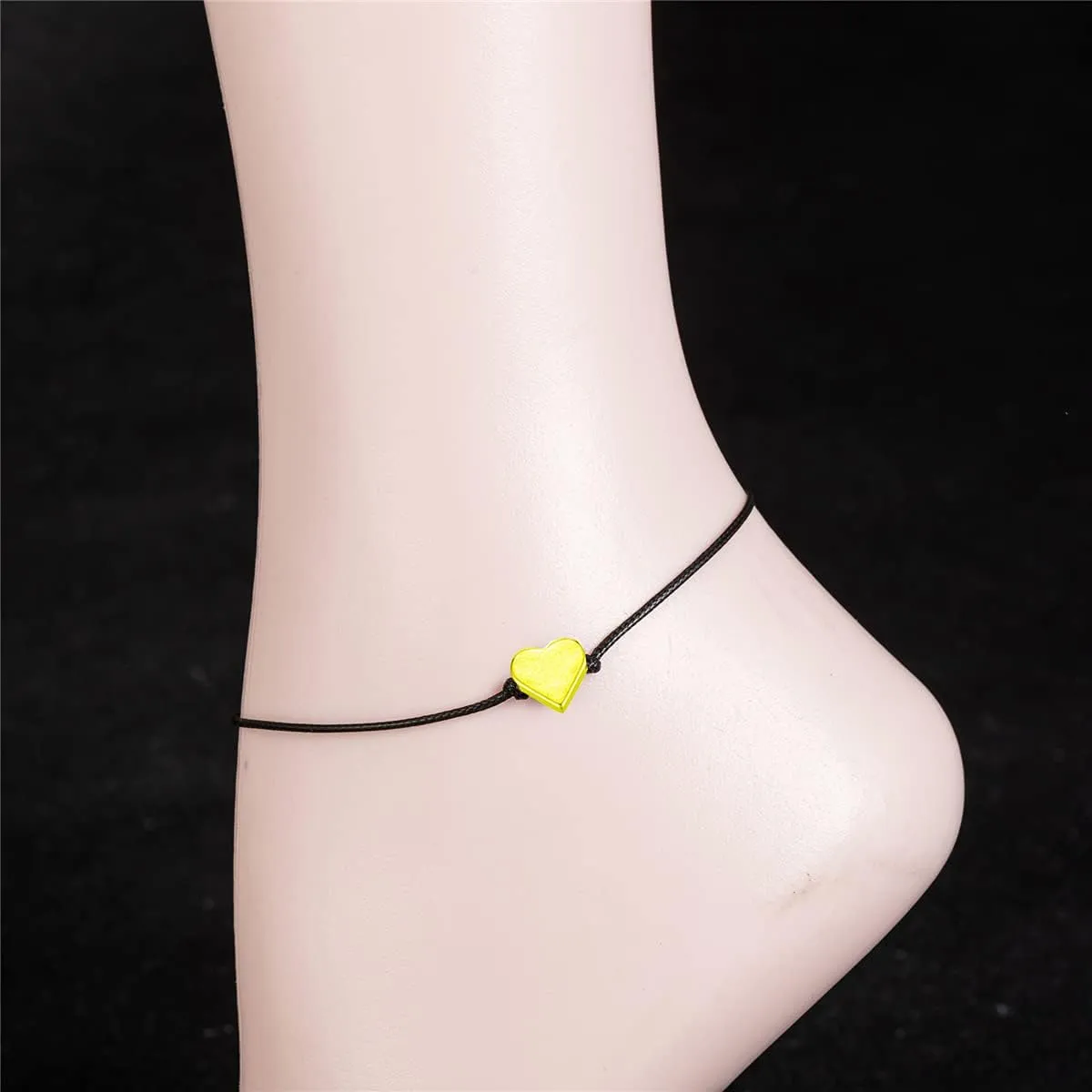 kelistom Gold Heart Anklet Bracelet for Women Men Handmade Simple String Waterproof Ankle Bracelets for Women Minimalist Jewelry Adjustable