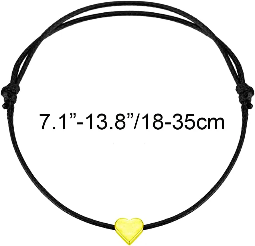 kelistom Gold Heart Anklet Bracelet for Women Men Handmade Simple String Waterproof Ankle Bracelets for Women Minimalist Jewelry Adjustable