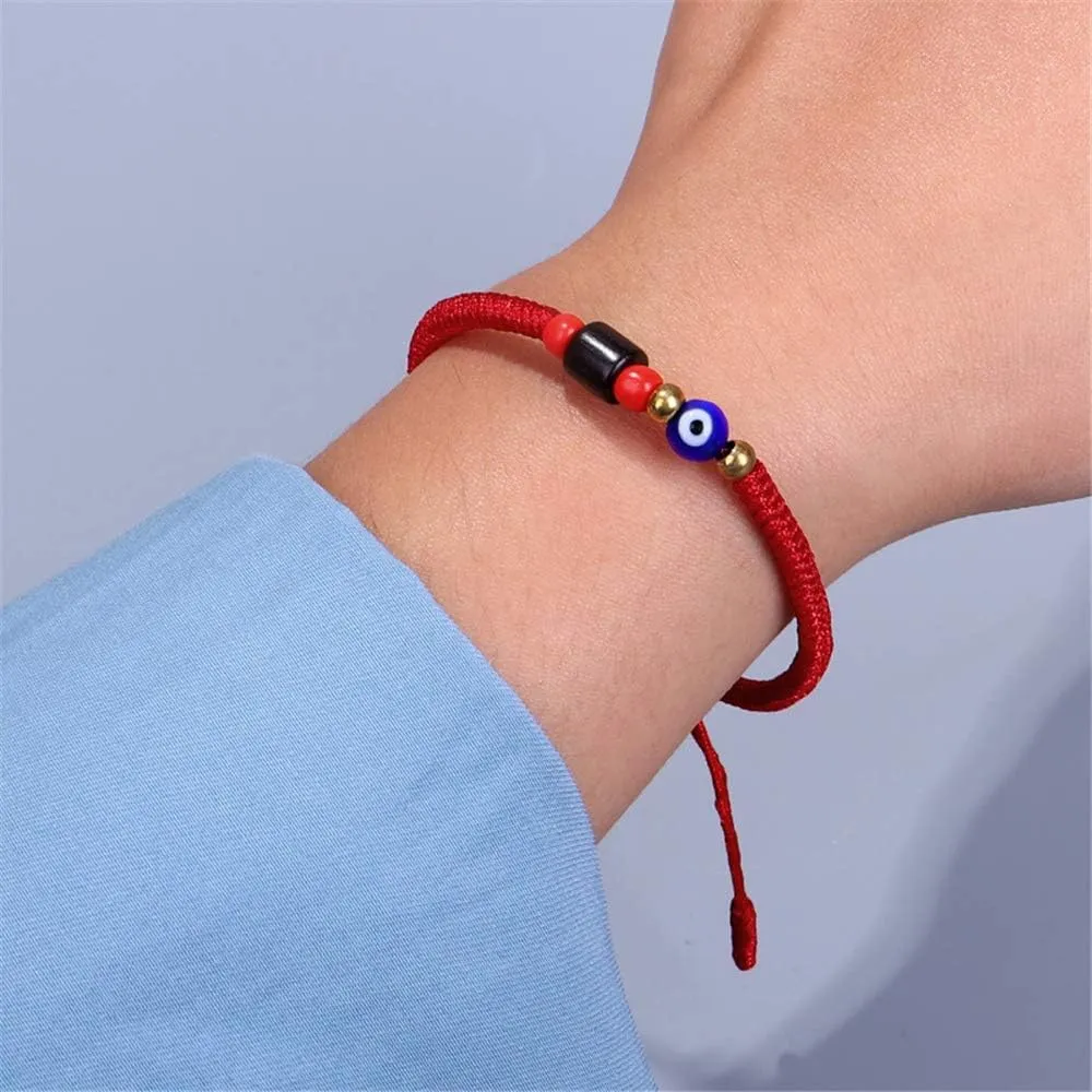 kelistom Red/Black Evil Eye Bracelet for Women Men Hand-woven Tibetan Buddhist Bracelets for Protection and Good Luck