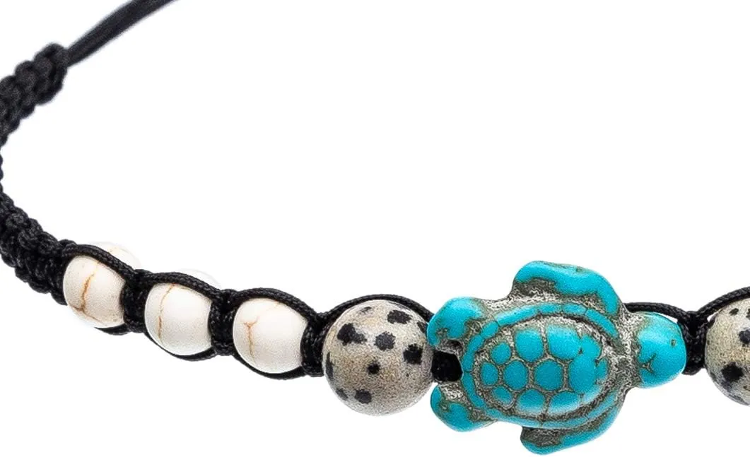 kelistom Turtle Beads Chain Bracelet for Women Men Handmade Natural Stone Elastic Stretch Bracelet Friendship Couple Bracelets