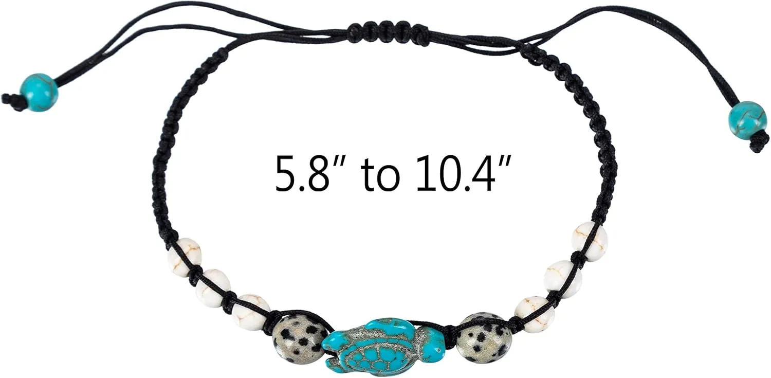 kelistom Turtle Beads Chain Bracelet for Women Men Handmade Natural Stone Elastic Stretch Bracelet Friendship Couple Bracelets