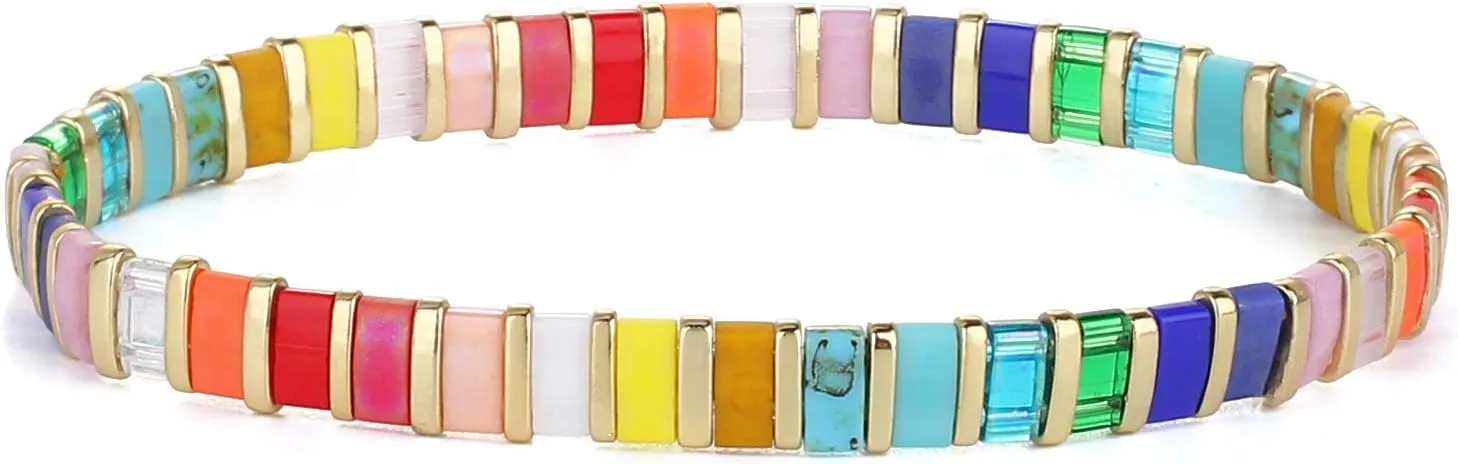 KELITCH Tila Beaded Stretch Bracelets Women Strand Bangle Handmade Charm Cuff Link Bracelet Summer Fashion Jewelry