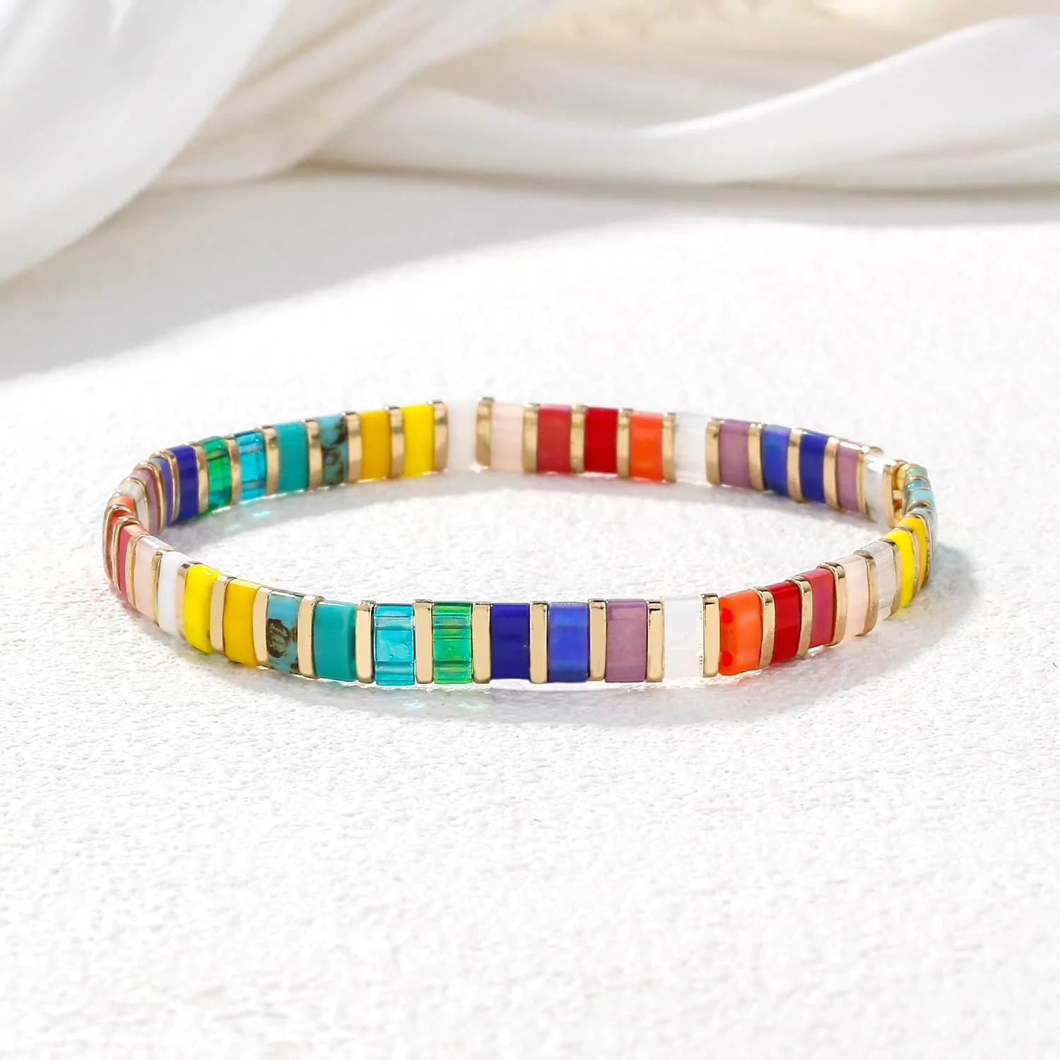 KELITCH Tila Beaded Stretch Bracelets Women Strand Bangle Handmade Charm Cuff Link Bracelet Summer Fashion Jewelry