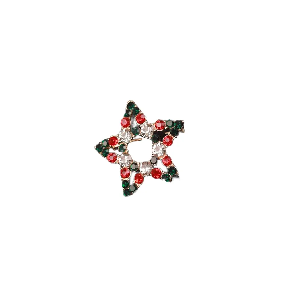 Kercisbeauty Coloful Crystal Big Star Gold Brooch Pin for Women Men Christmas Gold Brooches for Suit (Star)