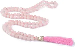 KIKILA Mala Beads 108 Natural Stone GemStones Japamala Yoga Meditation Hand Knotted Beaded Tassel Necklace for Women Men