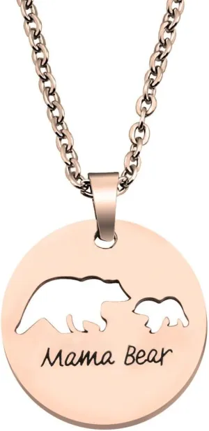 KUIYAI Sweet Mama Bear Round Pendant Necklace for Mother Grandma