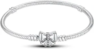 KUNSIR 925 Sterling Silver Snake Chain Bracelet Basic Charm Bracelets with 5A Cubic Zirconia for Women Teen