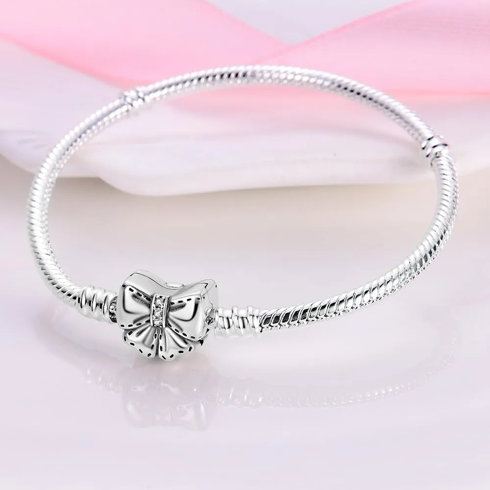 KUNSIR 925 Sterling Silver Snake Chain Bracelet Basic Charm Bracelets with 5A Cubic Zirconia for Women Teen