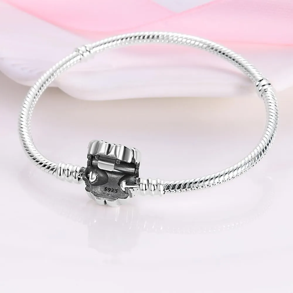 KUNSIR 925 Sterling Silver Snake Chain Bracelet Basic Charm Bracelets with 5A Cubic Zirconia for Women Teen