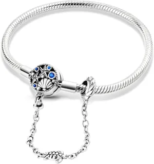 KUNSIR 925 Sterling Silver Snake Chain Bracelet with Safety Chain Charm Bracelets for Women Teen