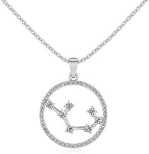 Lab Grown Diamond/Moissanite Zodiac Pendant Necklace for Women in Silver/Gold/Platinum, Celestial Jewelry Gifts for Her Birthday, Wedding Anniversary, Christmas, Mothers Day, Valentines, Thanksgiving