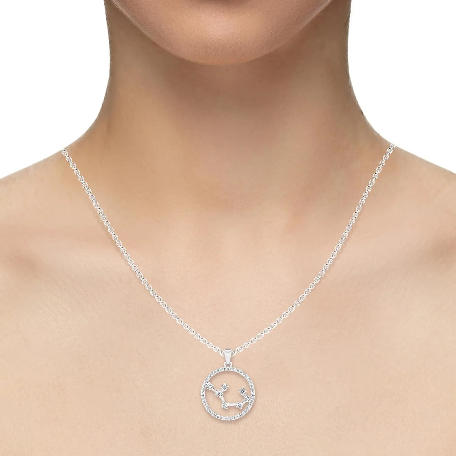 Lab Grown Diamond/Moissanite Zodiac Pendant Necklace for Women in Silver/Gold/Platinum, Celestial Jewelry Gifts for Her Birthday, Wedding Anniversary, Christmas, Mothers Day, Valentines, Thanksgiving