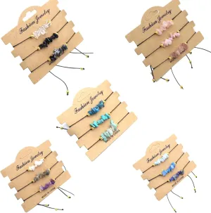 LE SKY 15 Pcs Natural Stone Bracelets Irregular Crystal Agate Chip Stone Elastic Cord for Jewelry Gift
