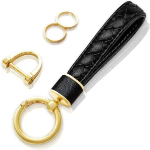Leather Car Keychain, Handmade Woven Keychains for Women and Men, Universal Key Fob Holder