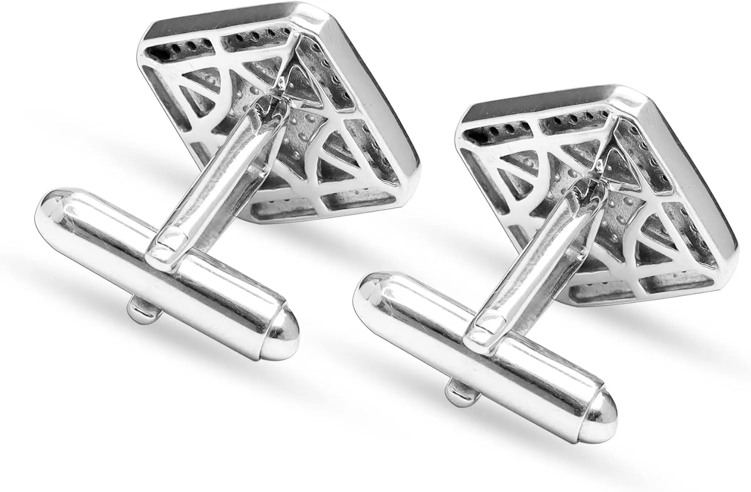 LeCalla 925 Sterling Silver Cufflinks for Men | Cubic Zirconia Square Cuff Links Gifts for Men, Husband | Shirt Cufflinks for Groom