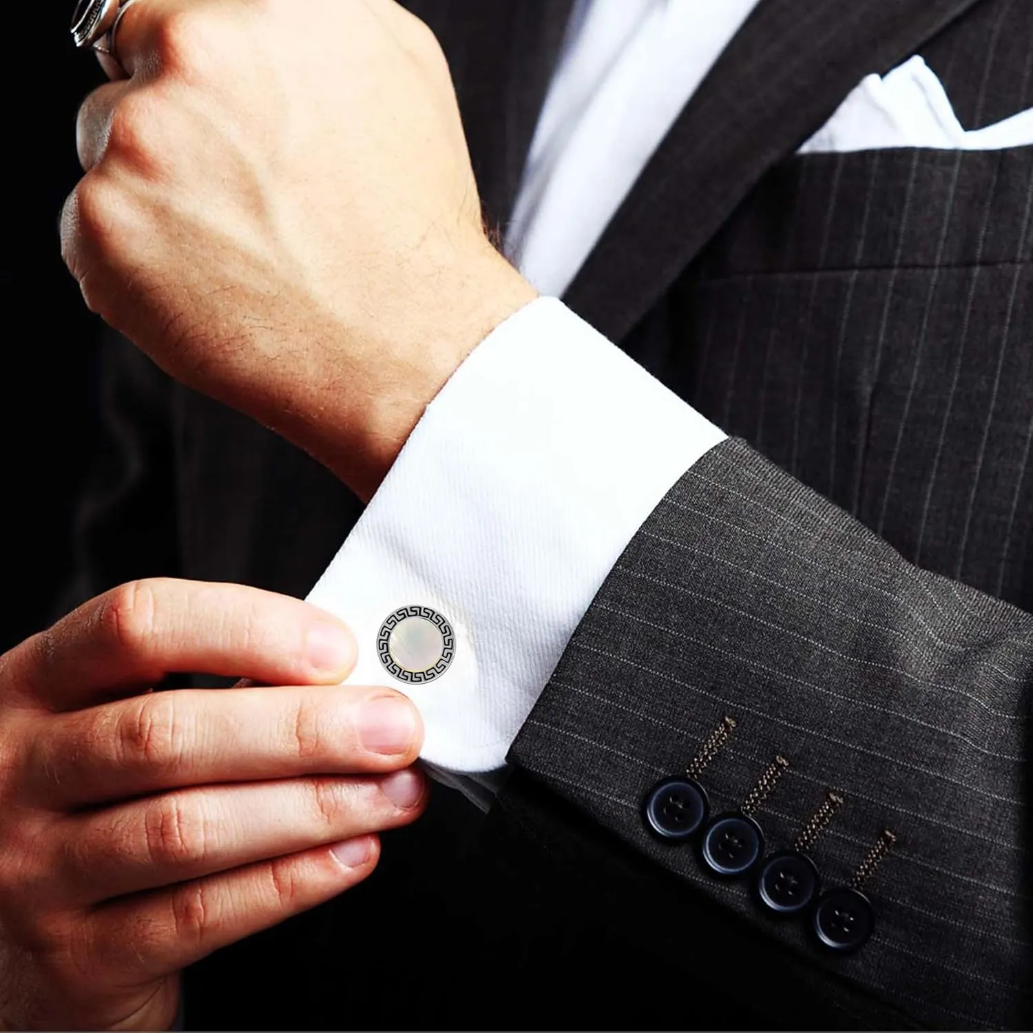 LeCalla 925 Sterling Silver Cufflinks for Men | Grooms Wedding Cuff-Links | Formal Shirt Cufflinks Accessories | Gifts for Dad, Groom, Husband, Fathers Day & Business Events