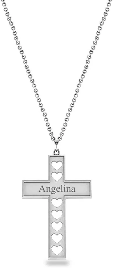 LeCalla 925 Sterling Silver Personalized Cross Necklace for Women Teen