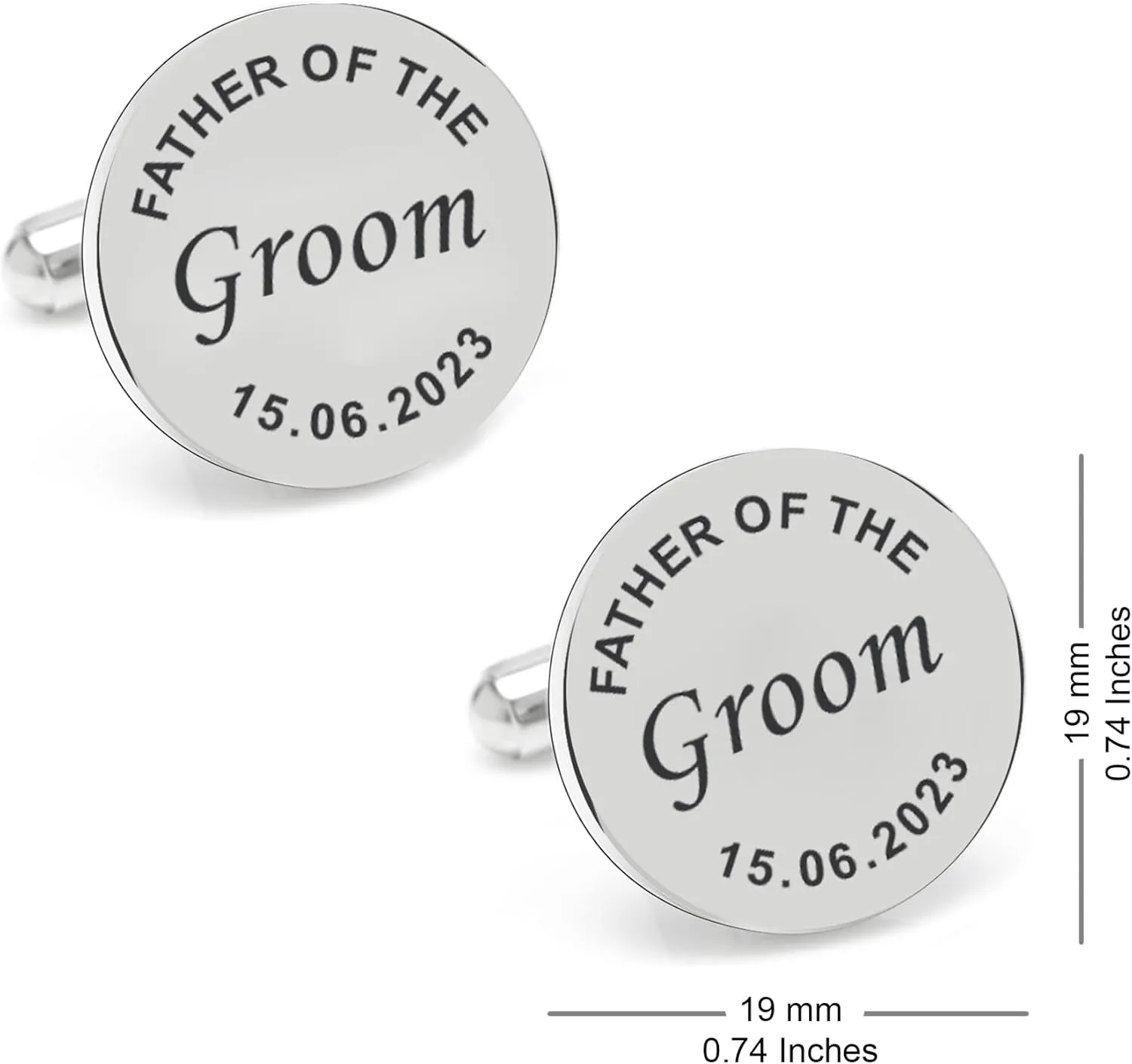 LeCalla Custom engraved cufflinks for men, personalized wedding gift for groom, father of the bride & groom dad, best men, customized cufflinks with dates, quotes or couples initials from bride (1 Pair)