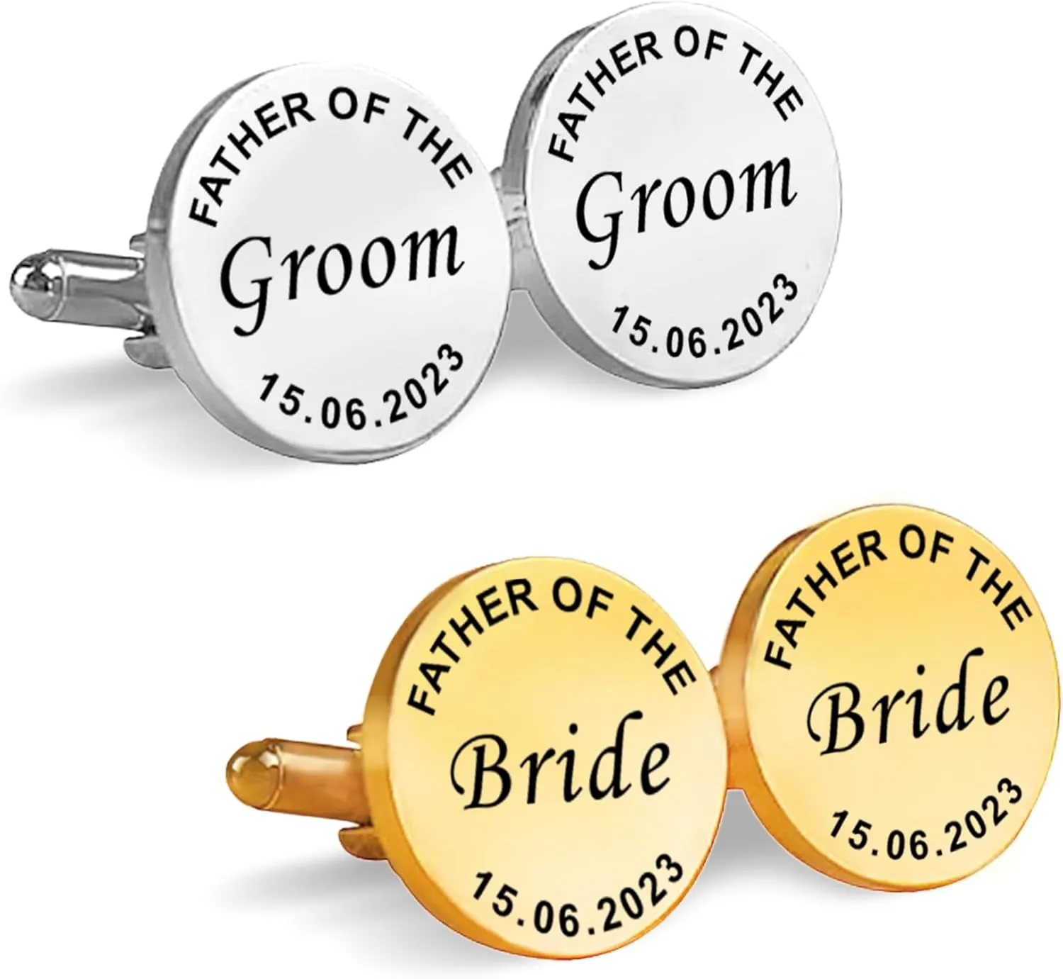 LeCalla Custom engraved cufflinks for men, personalized wedding gift for groom, father of the bride & groom dad, best men, customized cufflinks with dates, quotes or couples initials from bride (1 Pair)