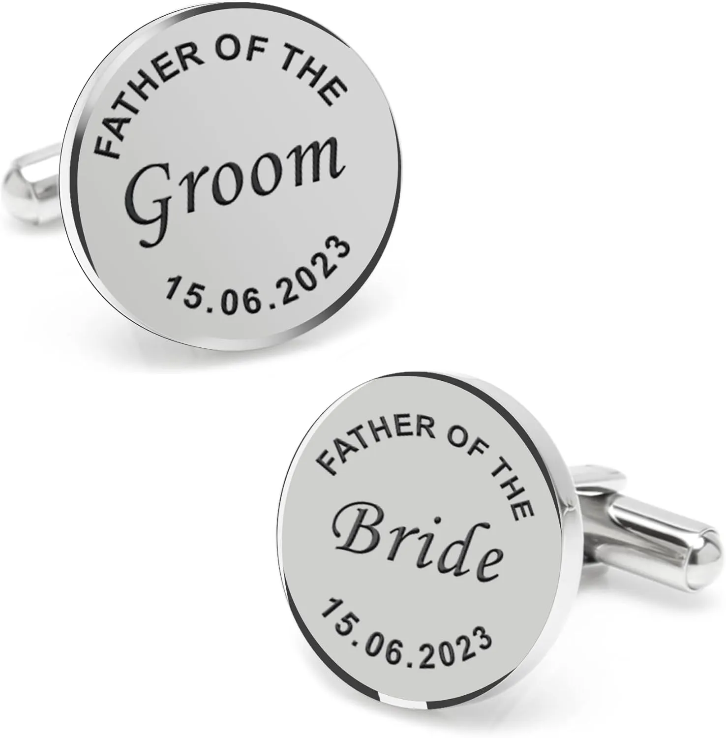 LeCalla Custom engraved cufflinks for men, personalized wedding gift for groom, father of the bride & groom dad, best men, customized cufflinks with dates, quotes or couples initials from bride (1 Pair)