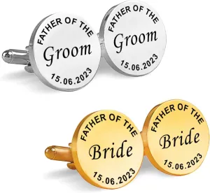 LeCalla Custom engraved cufflinks for men, personalized wedding gift for groom, father of the bride & groom dad, best men, customized cufflinks with dates, quotes or couples initials from bride (1 Pair)