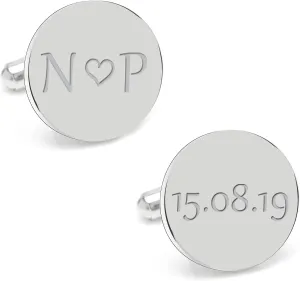 LeCalla Personalized Cufflinks for Men Wedding Gifts Custom Alphabet Initial With Love Heart Engraved Cufflinks for Groom Father Brother Friend Gift for Husband