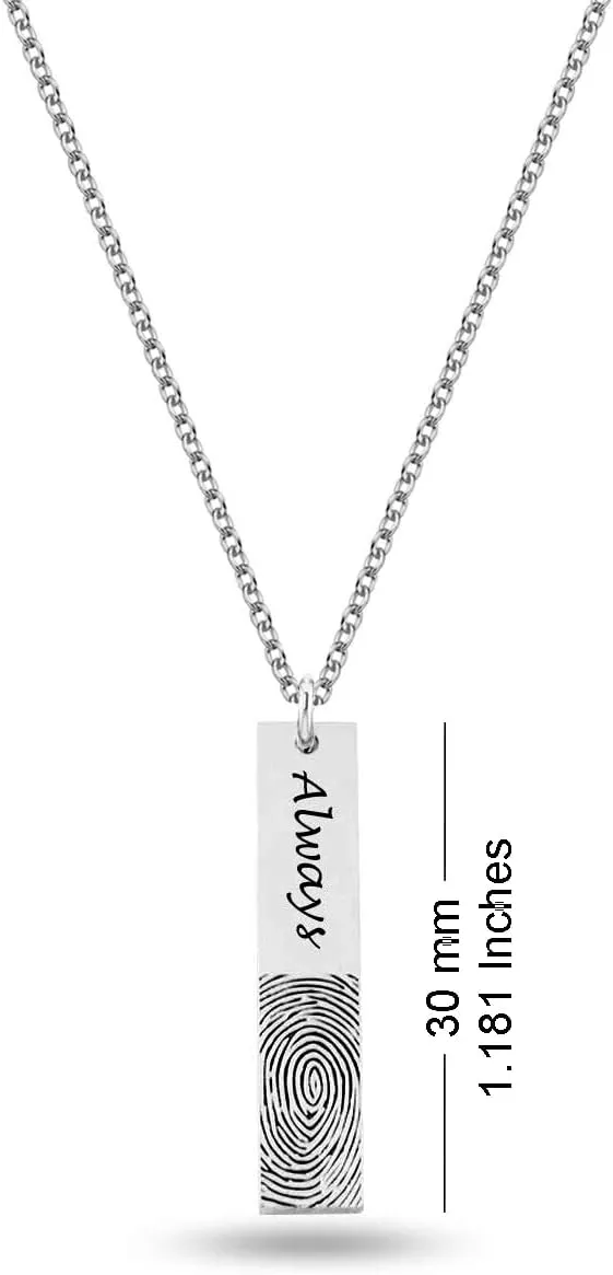 LeCalla Personalized Customized Actual Fingerprint Engraved Oval Memorial Thumb Print Necklace for Women Teen