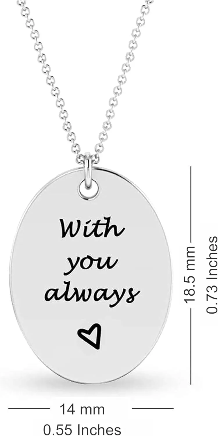 LeCalla Personalized Customized Actual Fingerprint Engraved Oval Memorial Thumb Print Necklace for Women Teen