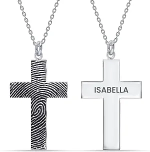 LeCalla Personalized Customized Actual Fingerprint Engraved Oval Memorial Thumb Print Necklace for Women Teen