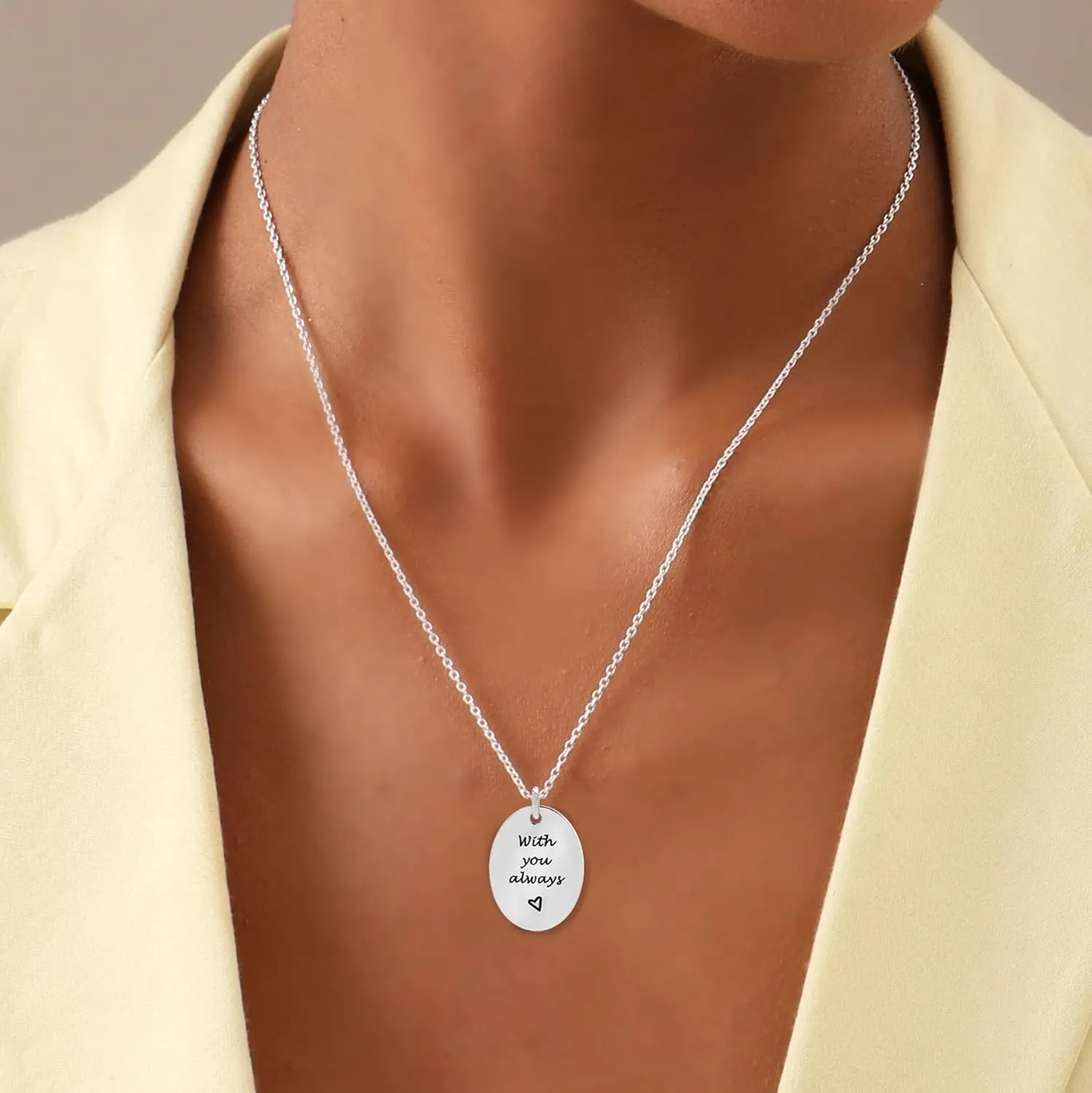 LeCalla Personalized Customized Actual Fingerprint Engraved Oval Memorial Thumb Print Necklace for Women Teen