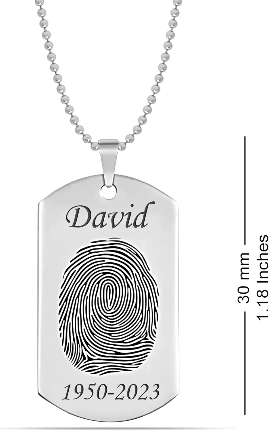 LeCalla Personalized Customized Actual Fingerprint Engraved Oval Memorial Thumb Print Necklace for Women Teen