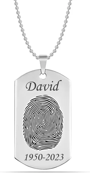 LeCalla Personalized Customized Actual Fingerprint Engraved Oval Memorial Thumb Print Necklace for Women Teen