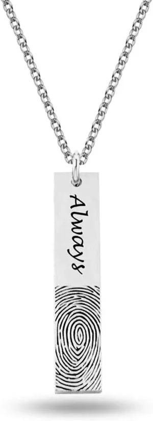 LeCalla Personalized Customized Actual Fingerprint Engraved Oval Memorial Thumb Print Necklace for Women Teen