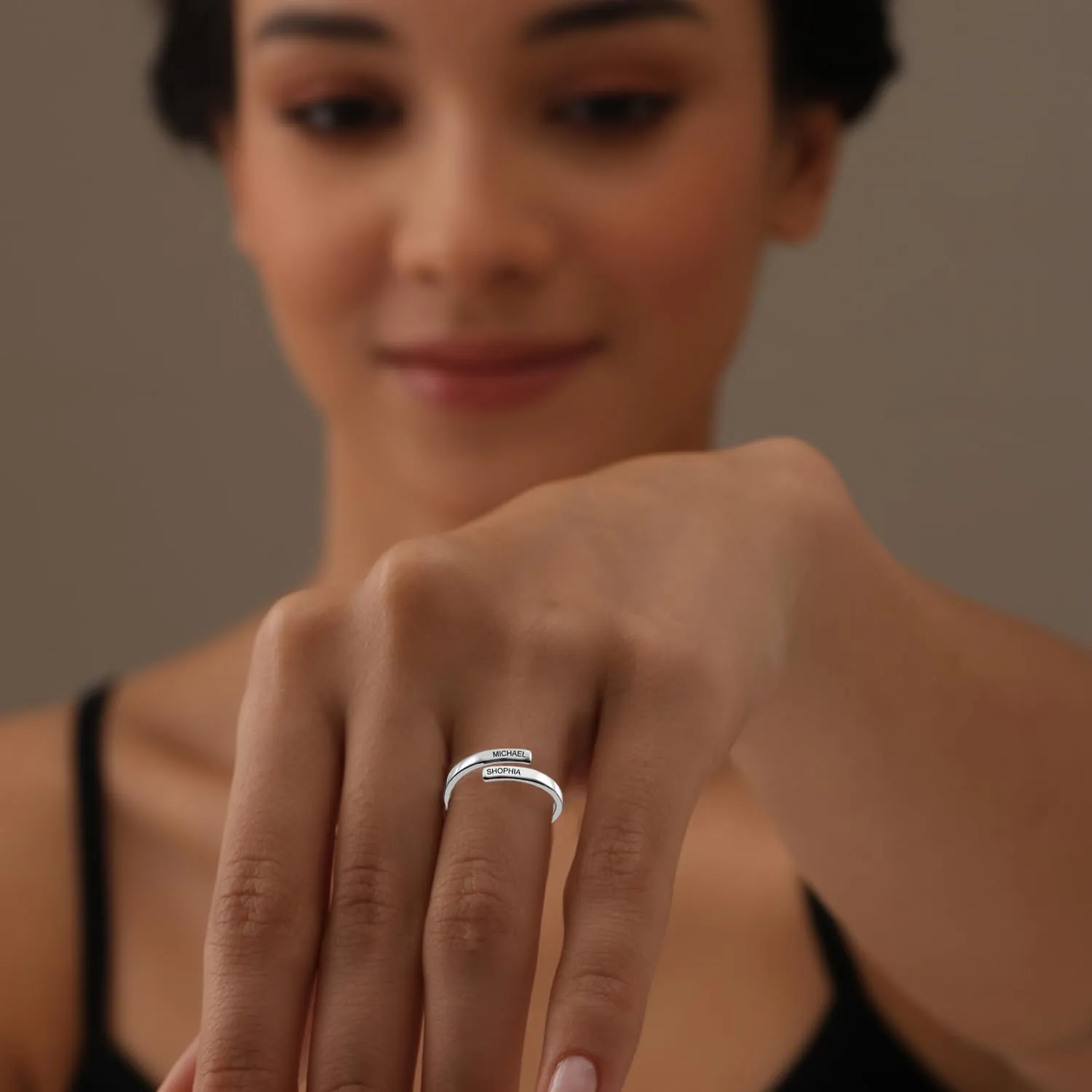 LeCalla Personalized Customized Engraved 925 Sterling Silver Name Massage Band Rings for Women Teen