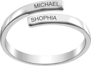 LeCalla Personalized Customized Engraved 925 Sterling Silver Name Massage Band Rings for Women Teen