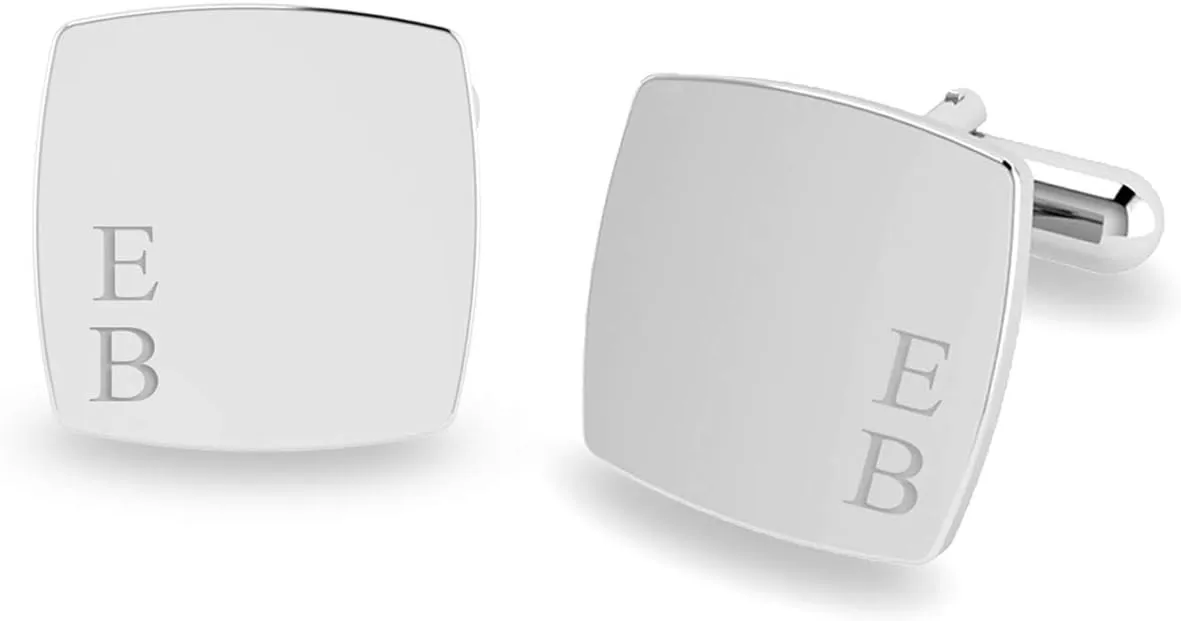 LeCalla Personalized Customized Men's Engraved Initial Cufflinks