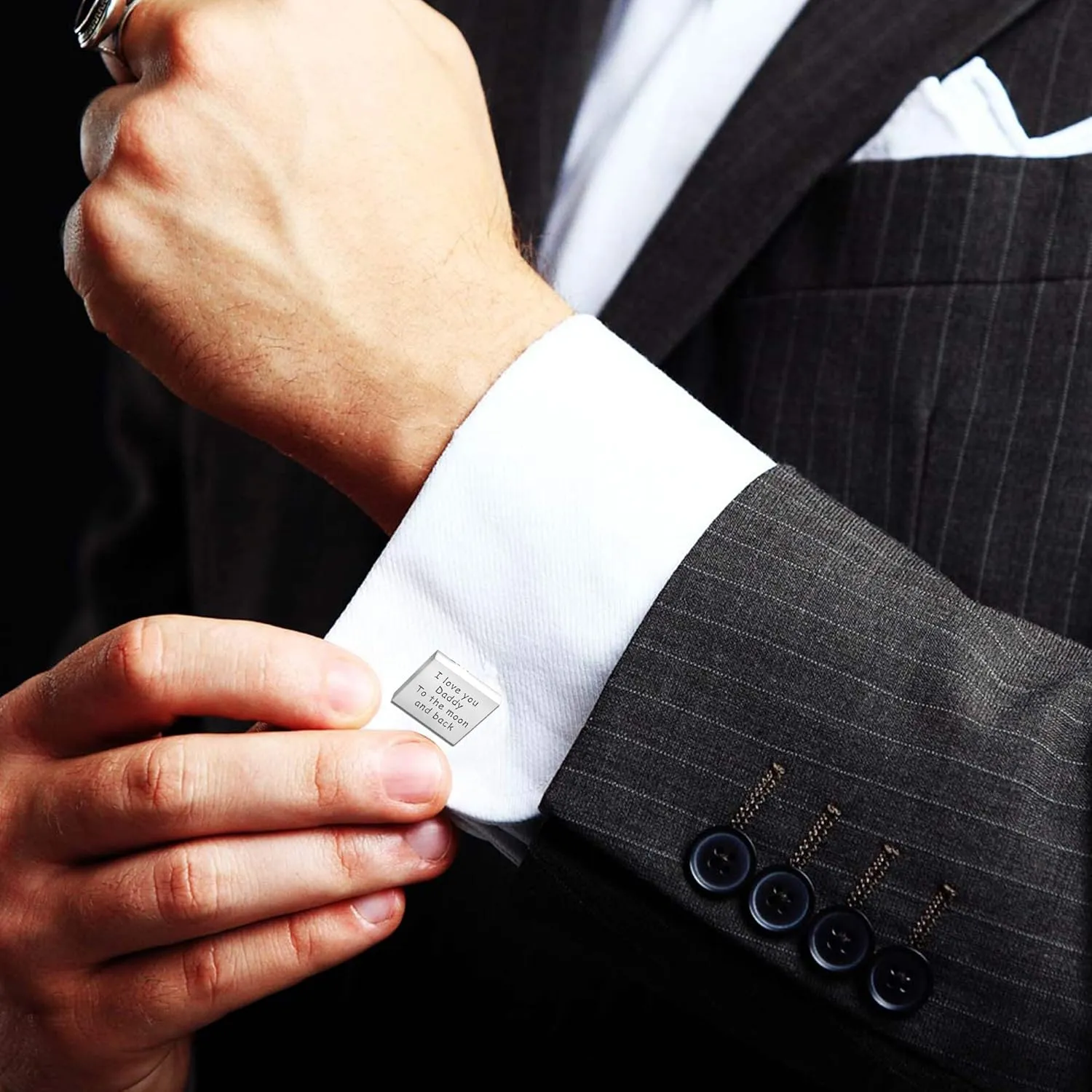 LeCalla Personalized Customized Men's Engraved Inspirational Quote Cufflinks