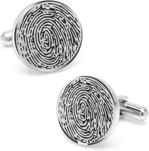 LeCalla Personalized Customized Men's Fingerprint Round Shaped Cufflink