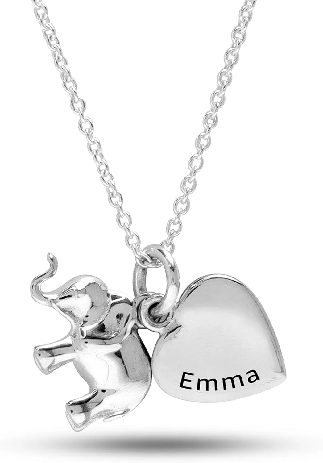 LeCalla Personalized Silver, Rose Gold and Yellow Gold Name Necklace With Heart Customized Engraved Name Necklace Jewelry Gifts for Women and Horse Lovers