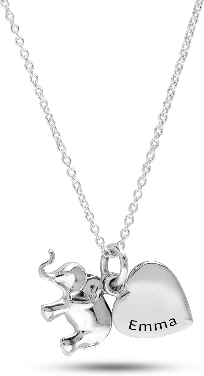 LeCalla Personalized Silver, Rose Gold and Yellow Gold Name Necklace With Heart Customized Engraved Name Necklace Jewelry Gifts for Women and Horse Lovers
