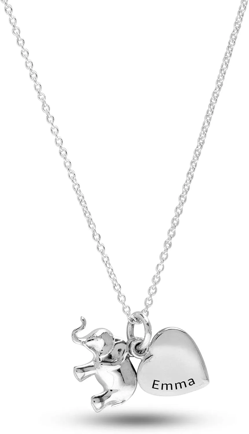 LeCalla Personalized Silver, Rose Gold and Yellow Gold Name Necklace With Heart Customized Engraved Name Necklace Jewelry Gifts for Women and Horse Lovers