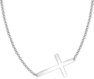 LEMONDROP 925 Sterling Silver Sideways Cross Necklace
