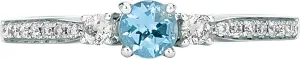 LeVian 14K Rose or White Gold, Round Gemstone & 1/6 Cttw Diamond Three Stone Ring (H-I Color, VS2-SI1 Clarity) - Choice of Stone Color