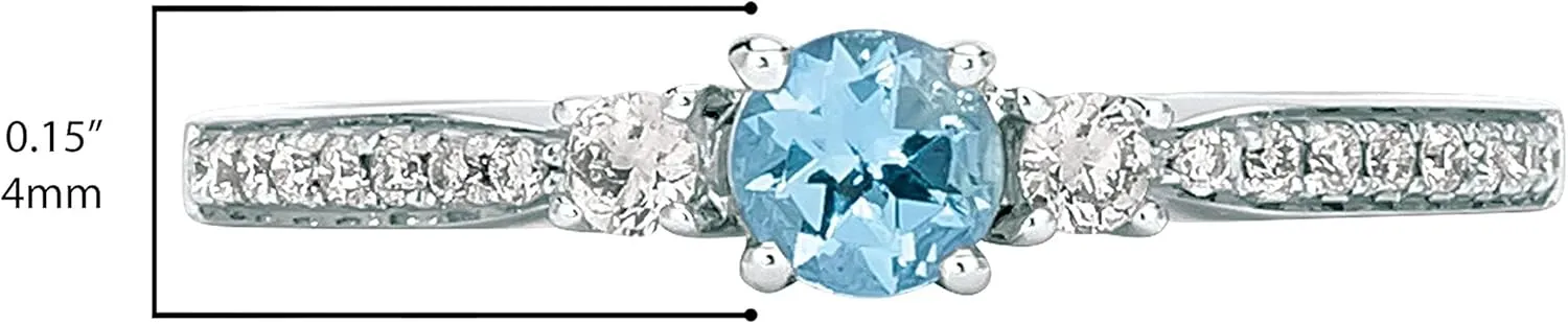 LeVian 14K Rose or White Gold, Round Gemstone & 1/6 Cttw Diamond Three Stone Ring (H-I Color, VS2-SI1 Clarity) - Choice of Stone Color